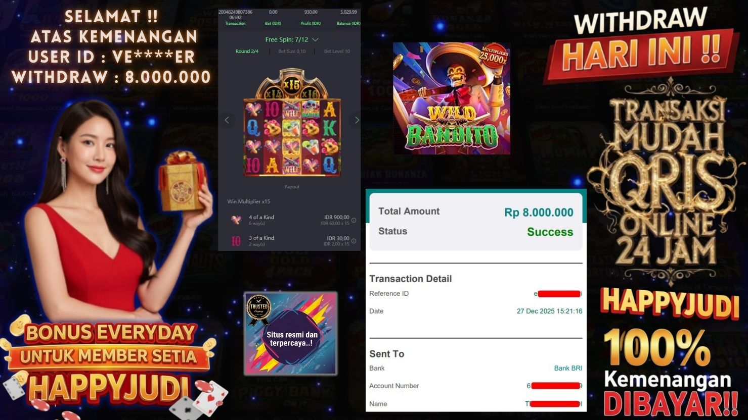 HAPPYJUDI JACKPOT SLOT WILD BANDITO